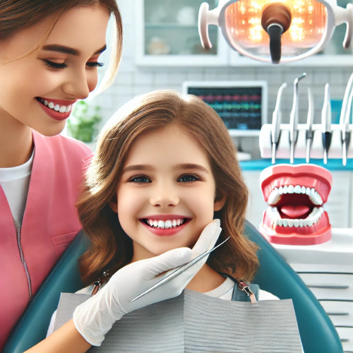 Child at dentist's office getting a cavity check-up