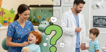 Smiling baby with healthy teeth receiving dental care guidance.