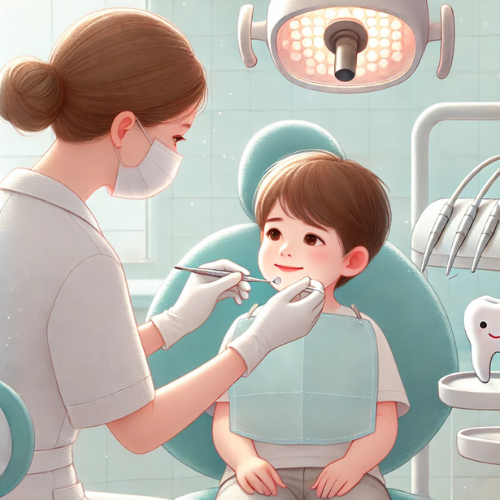 Child receiving gentle root canal treatment from a pediatric dentist in a clinic